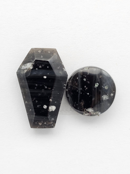 Galaxy Obsidian Geometric Cabochon Set | Natural Mexican Obsidian for Silversmiths
