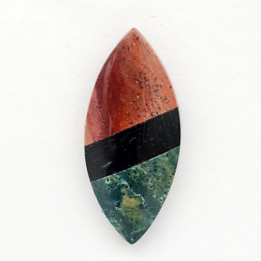 Intarsia inlay cabochon with agate and obsidian