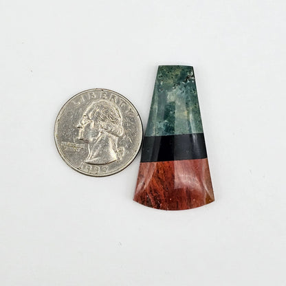Intarsia inlay cabochon with agate and obsidian