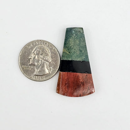Intarsia inlay cabochon with agate and obsidian