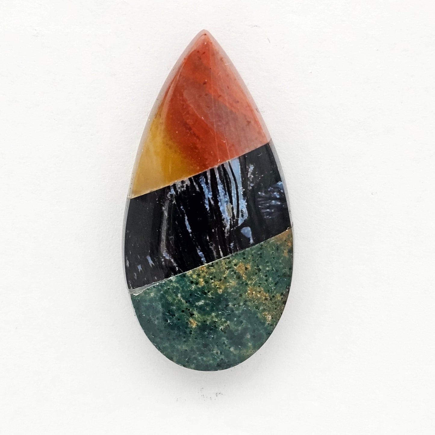 Intarsia inlay cabochon with agate and obsidian