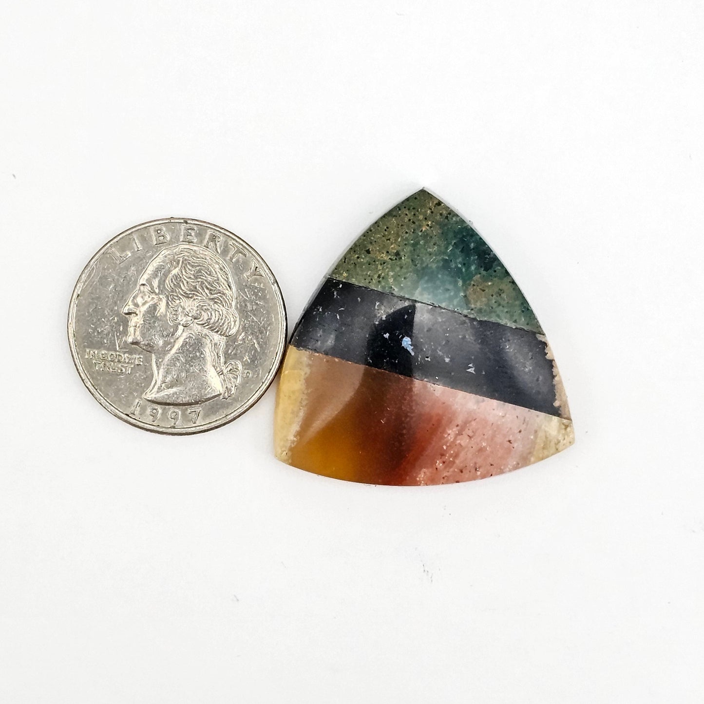 Intarsia inlay cabochon with agate and obsidian