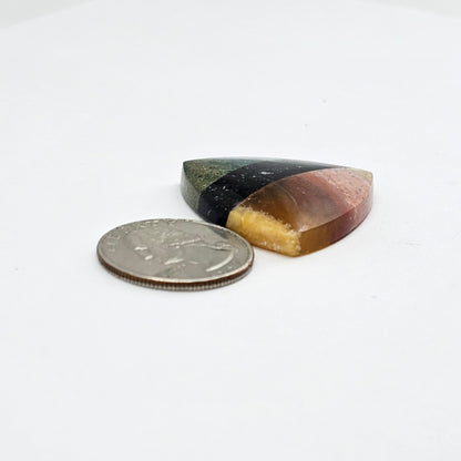 Intarsia inlay cabochon with agate and obsidian