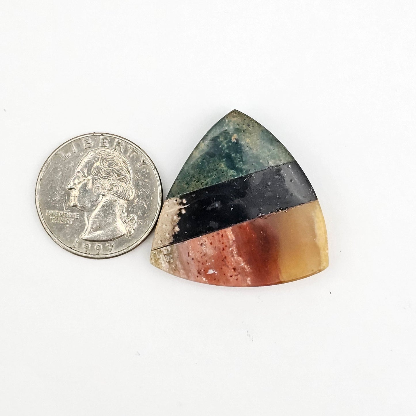 Intarsia inlay cabochon with agate and obsidian