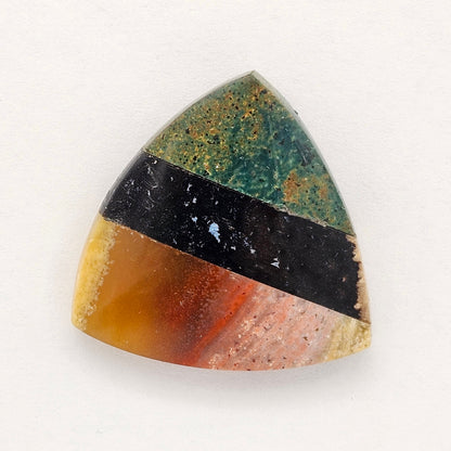 Intarsia inlay cabochon with agate and obsidian