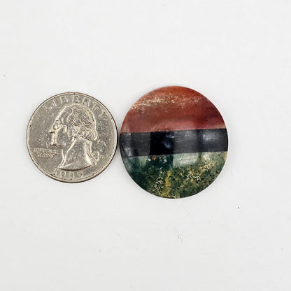 Intarsia inlay cabochon with agate and obsidian