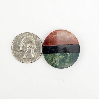 Intarsia inlay cabochon with agate and obsidian