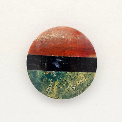 Intarsia inlay cabochon with agate and obsidian