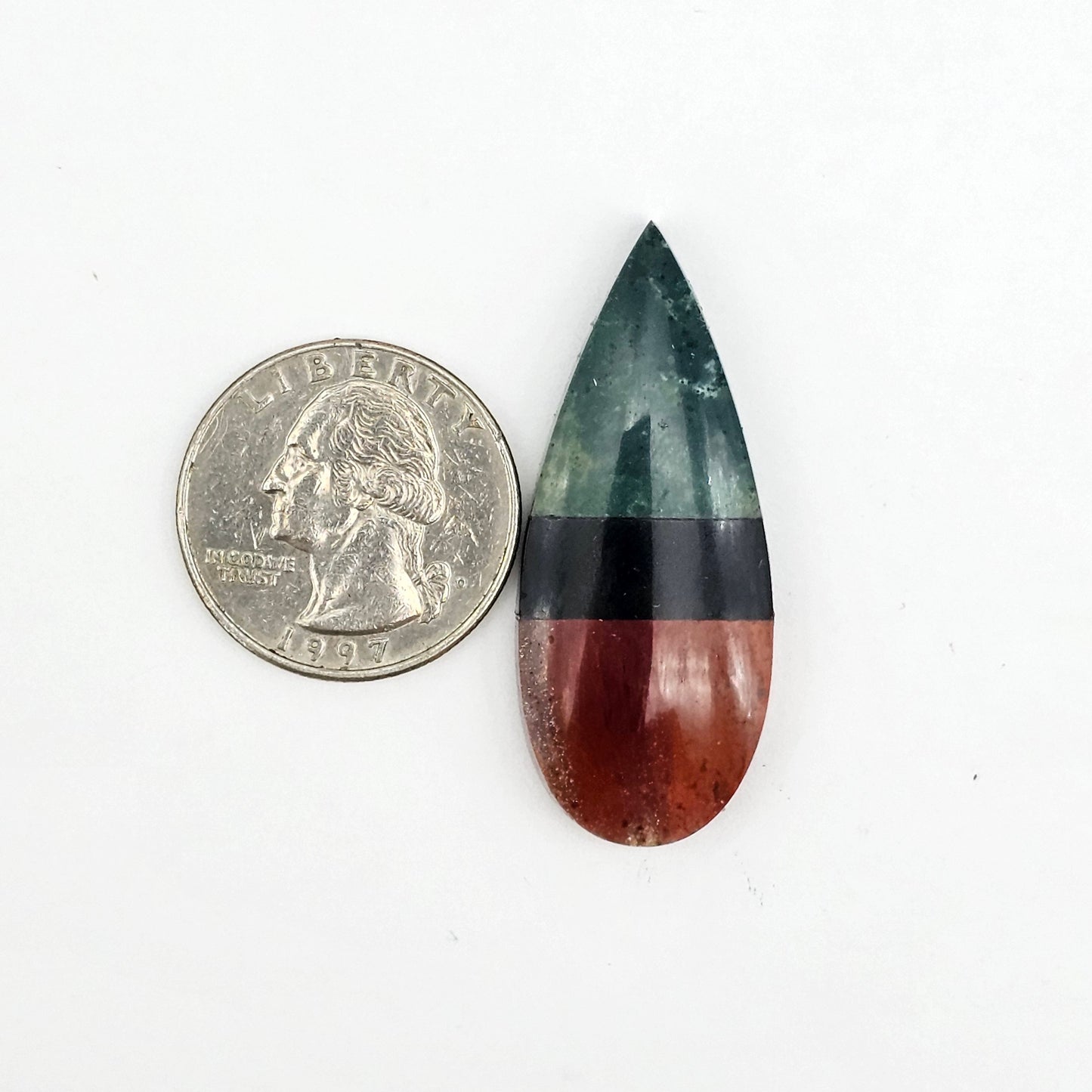 Intarsia inlay cabochon with agate and obsidian