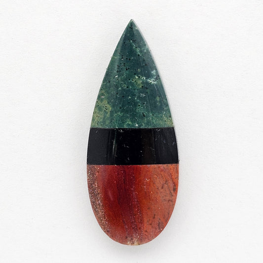 Intarsia inlay cabochon with agate and obsidian