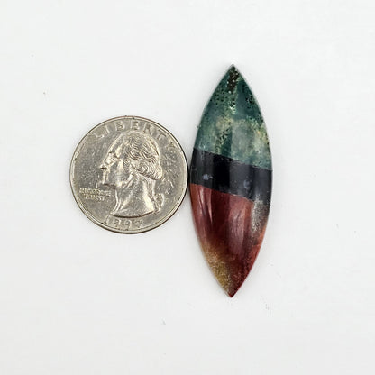 Intarsia inlay cabochon with agate and obsidian