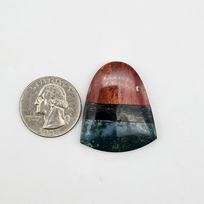 Intarsia inlay cabochon with agate and obsidian