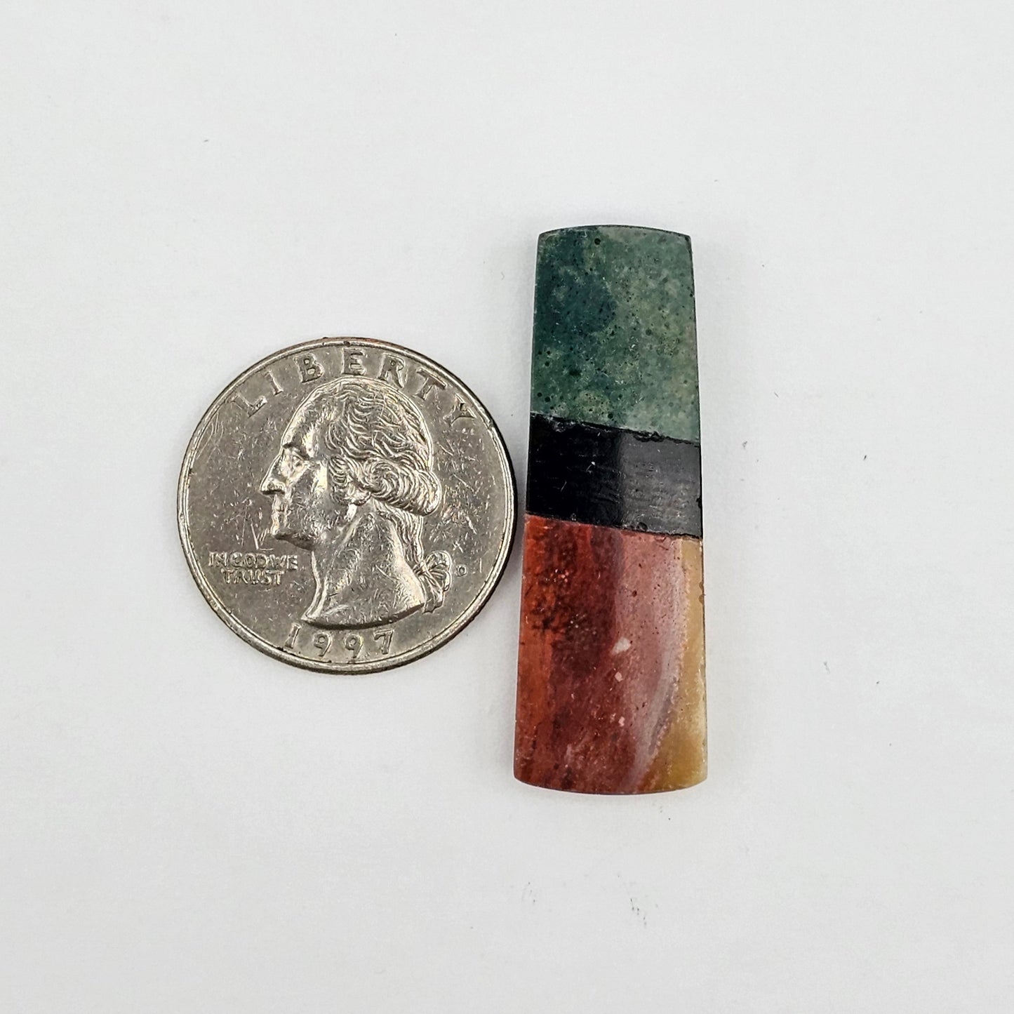 Intarsia inlay cabochon with agate and obsidian