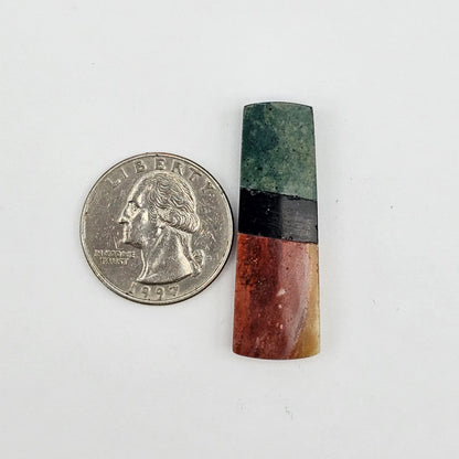 Intarsia inlay cabochon with agate and obsidian