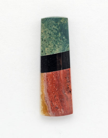 Intarsia inlay cabochon with agate and obsidian