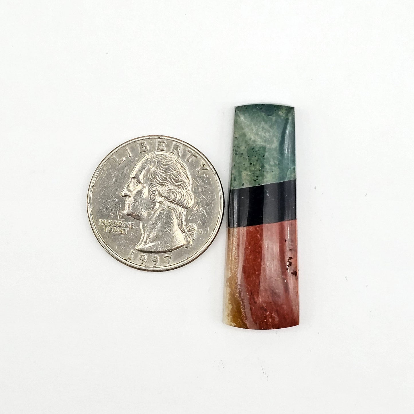 Intarsia inlay cabochon with agate and obsidian