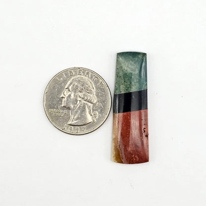 Intarsia inlay cabochon with agate and obsidian