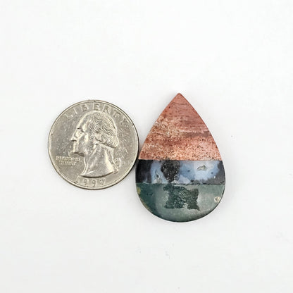Intarsia inlay cabochon with agate and obsidian