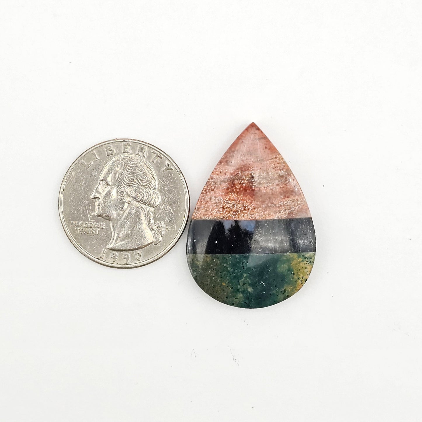 Intarsia inlay cabochon with agate and obsidian