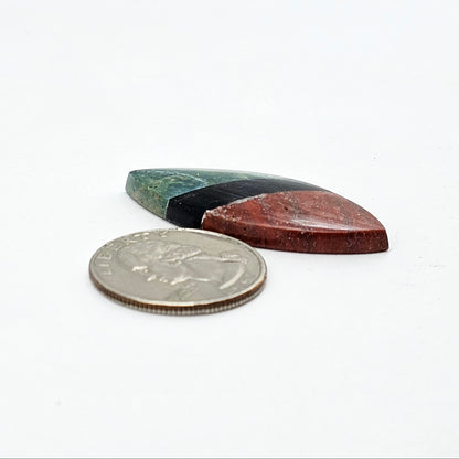 Intarsia inlay cabochon with agate and obsidian