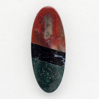 Intarsia inlay cabochon with agate and obsidian