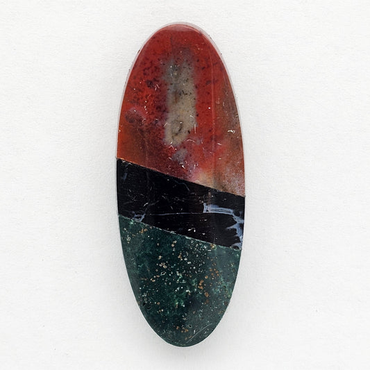 Intarsia inlay cabochon with agate and obsidian