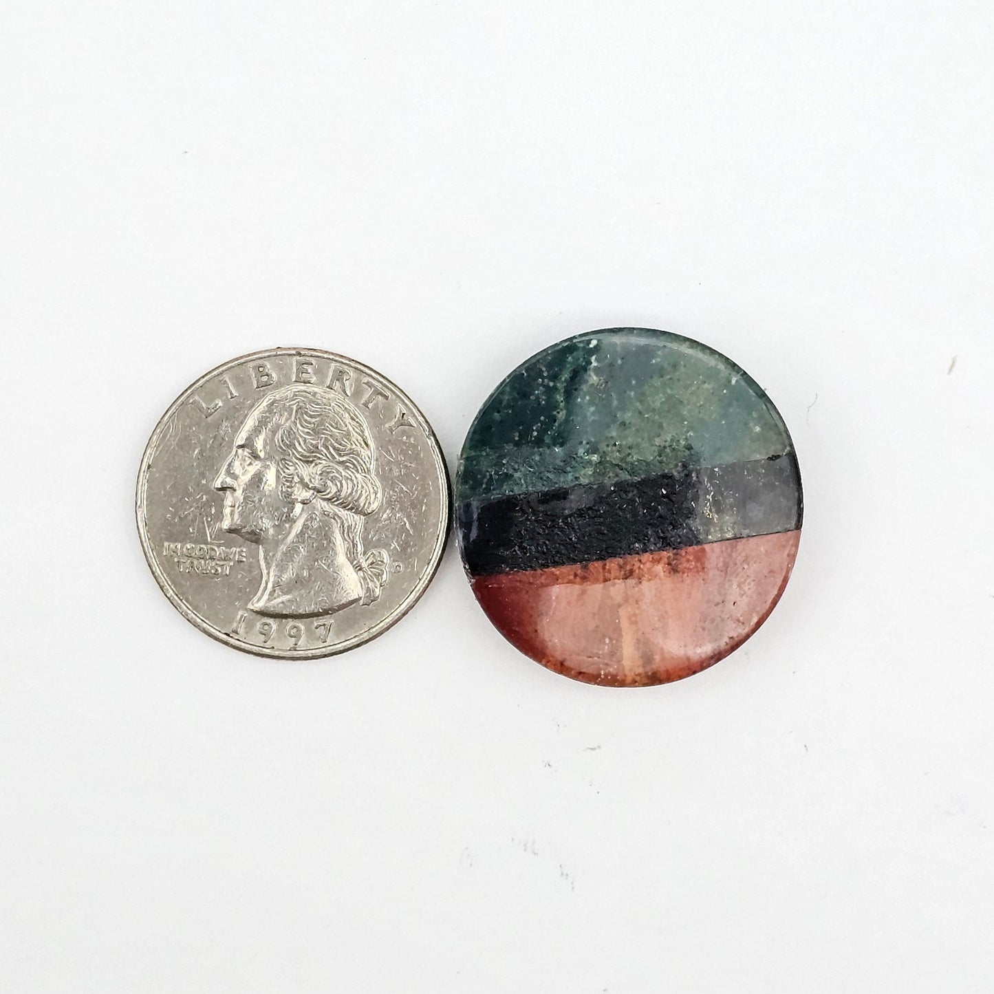 Intarsia inlay cabochon with agate and obsidian