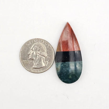 Intarsia inlay cabochon with agate and obsidian