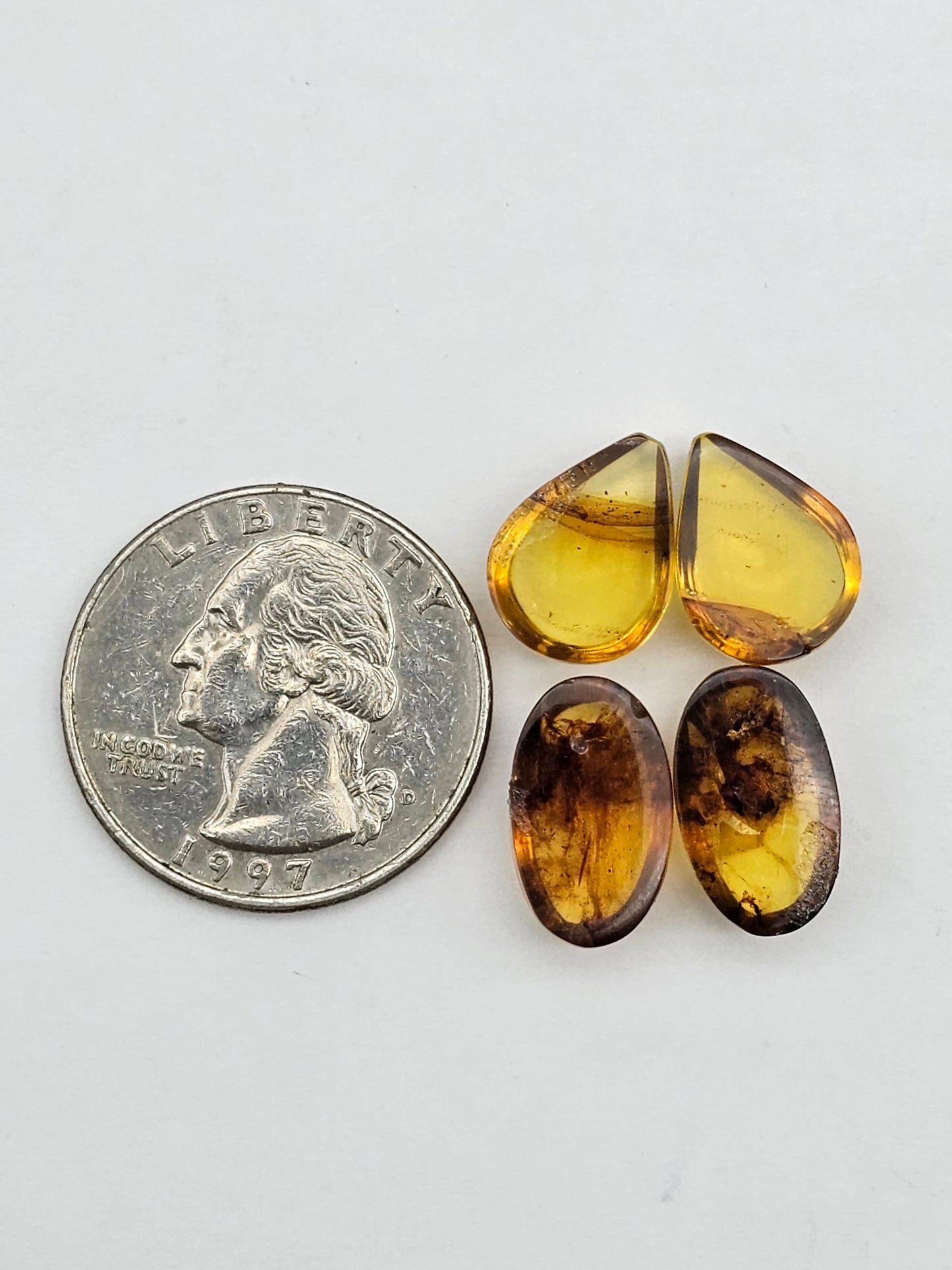 Amber authentic cabochon pair lot