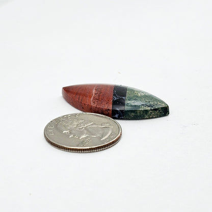 Intarsia inlay cabochon with agate and obsidian