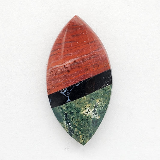 Intarsia inlay cabochon with agate and obsidian