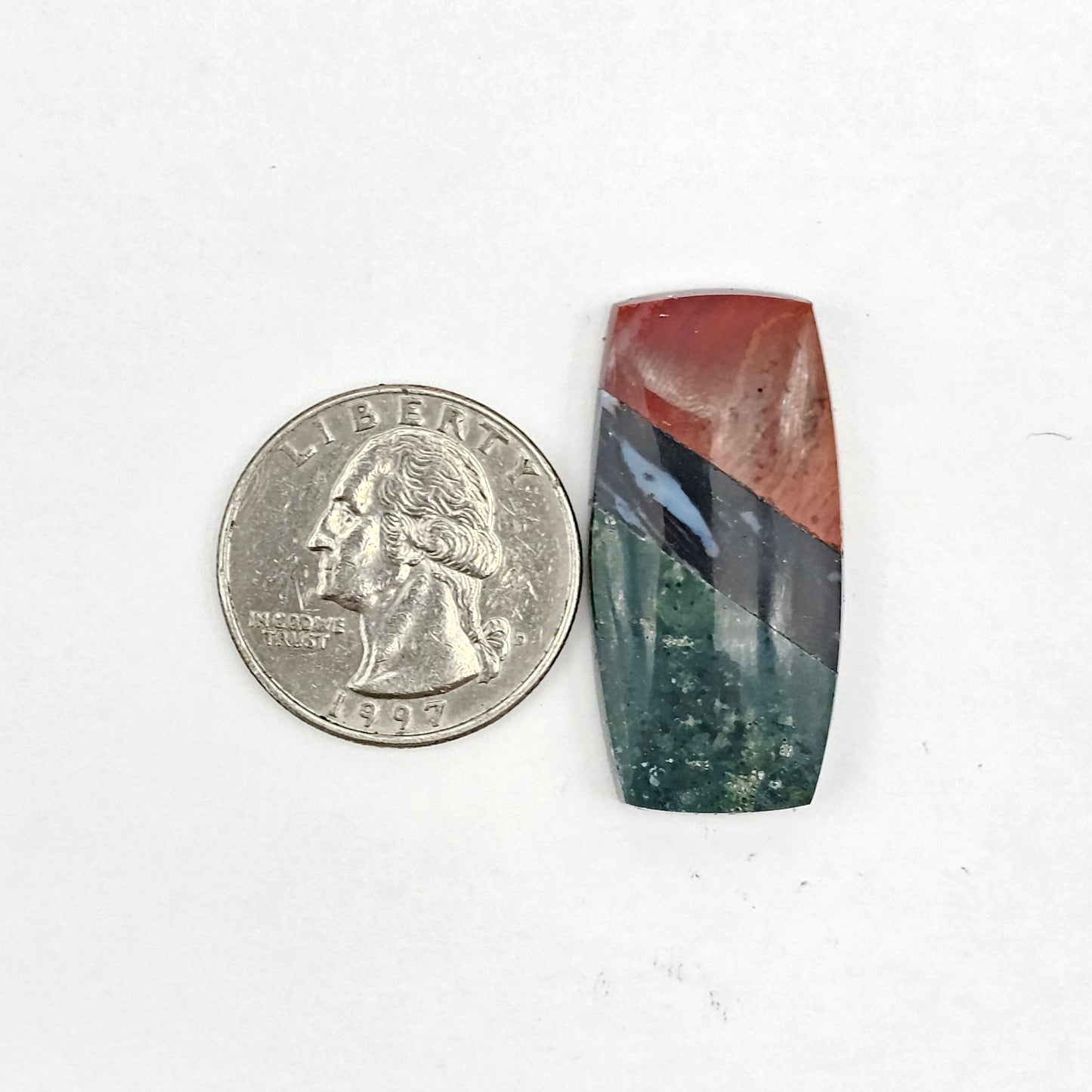 Intarsia inlay cabochon with agate and obsidian