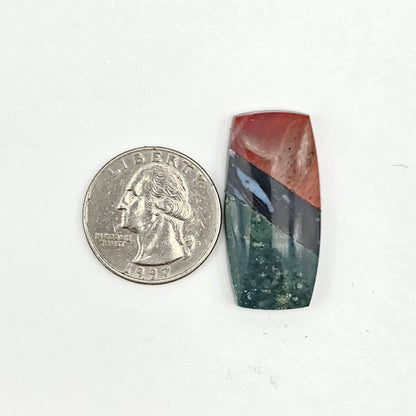 Intarsia inlay cabochon with agate and obsidian