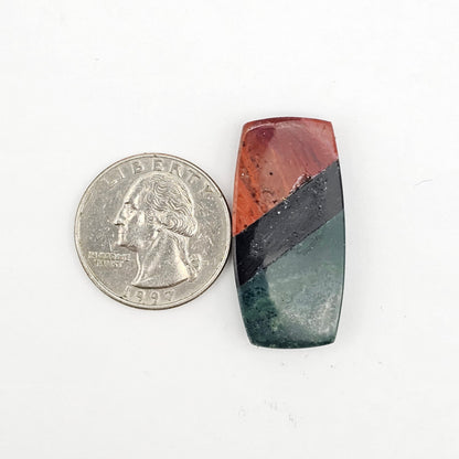 Intarsia inlay cabochon with agate and obsidian