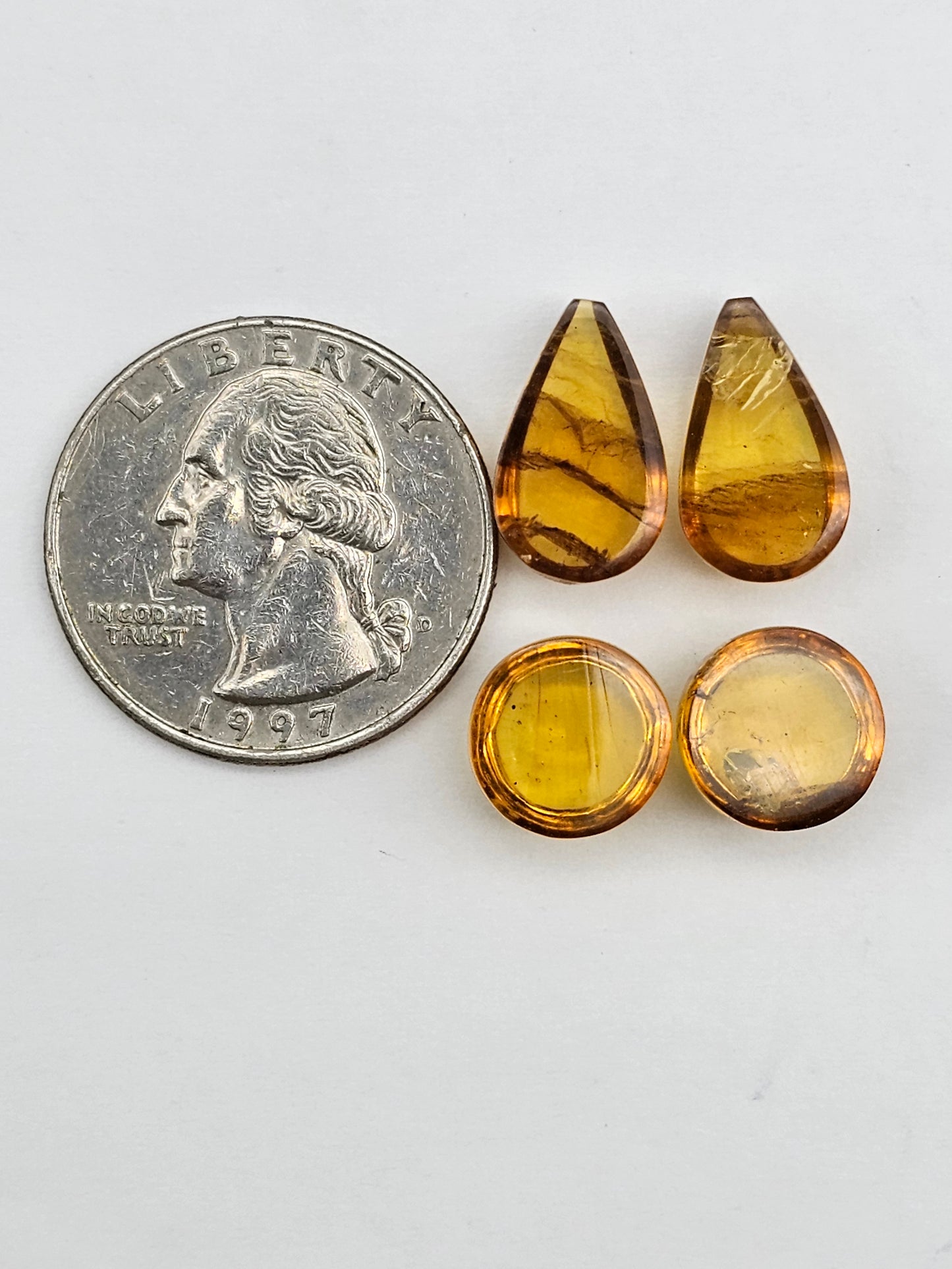Amber authentic cabochon pair lot