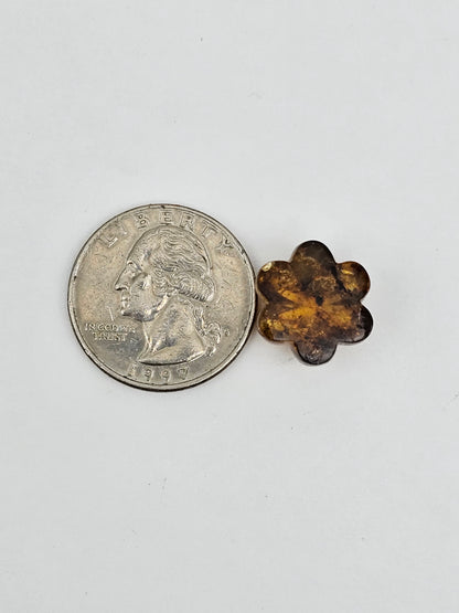 Amber authentic flower cabochon large