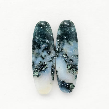 Moss Agate Cabochon pair