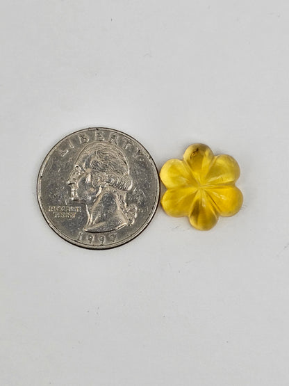 Amber authentic flower cabochon large