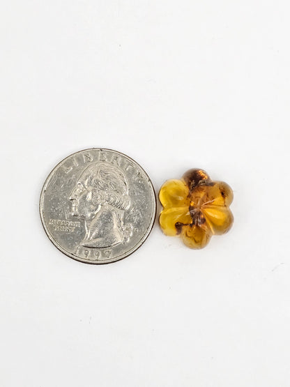 Amber authentic flower cabochon large