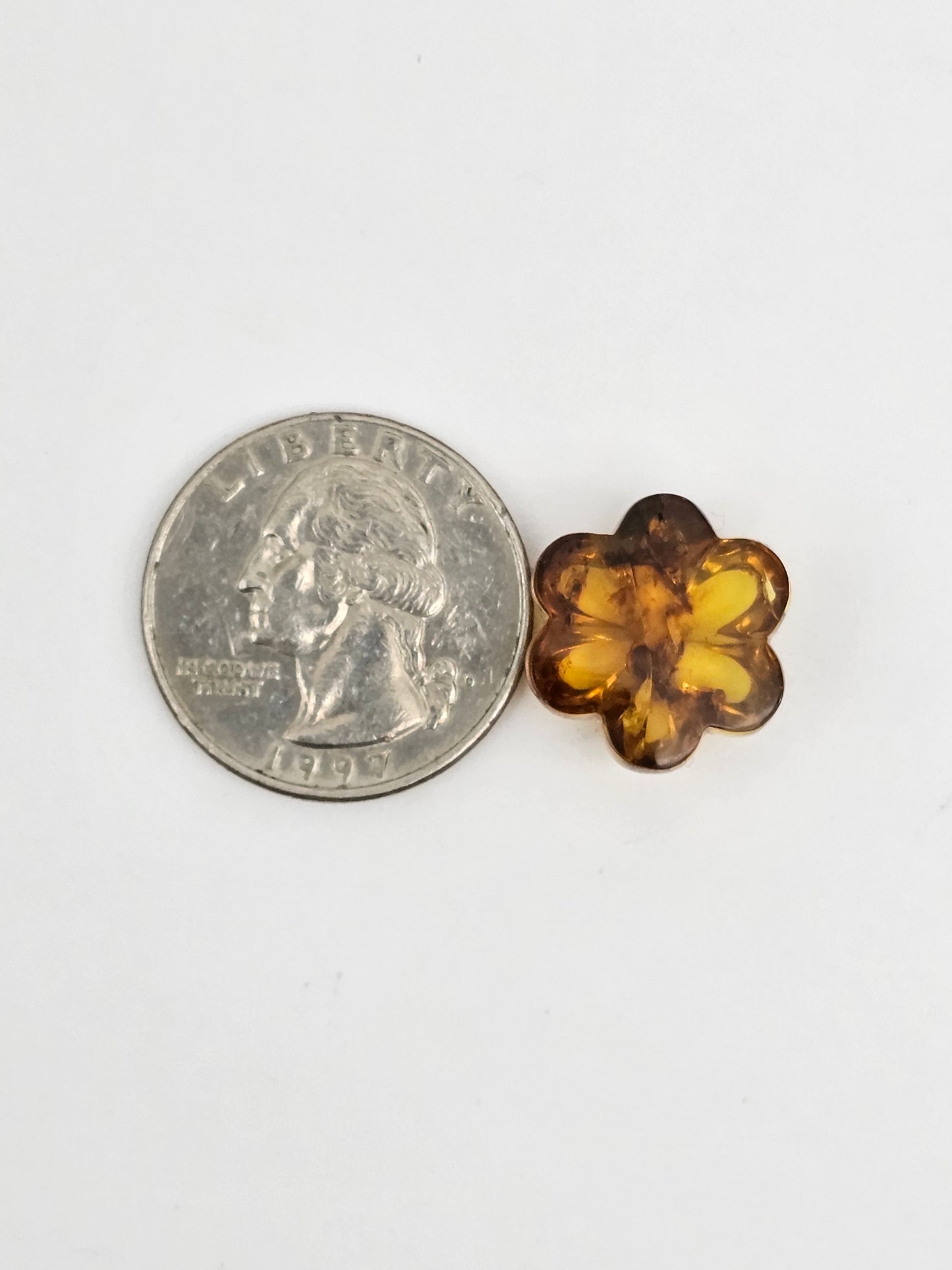 Amber authentic flower cabochon large