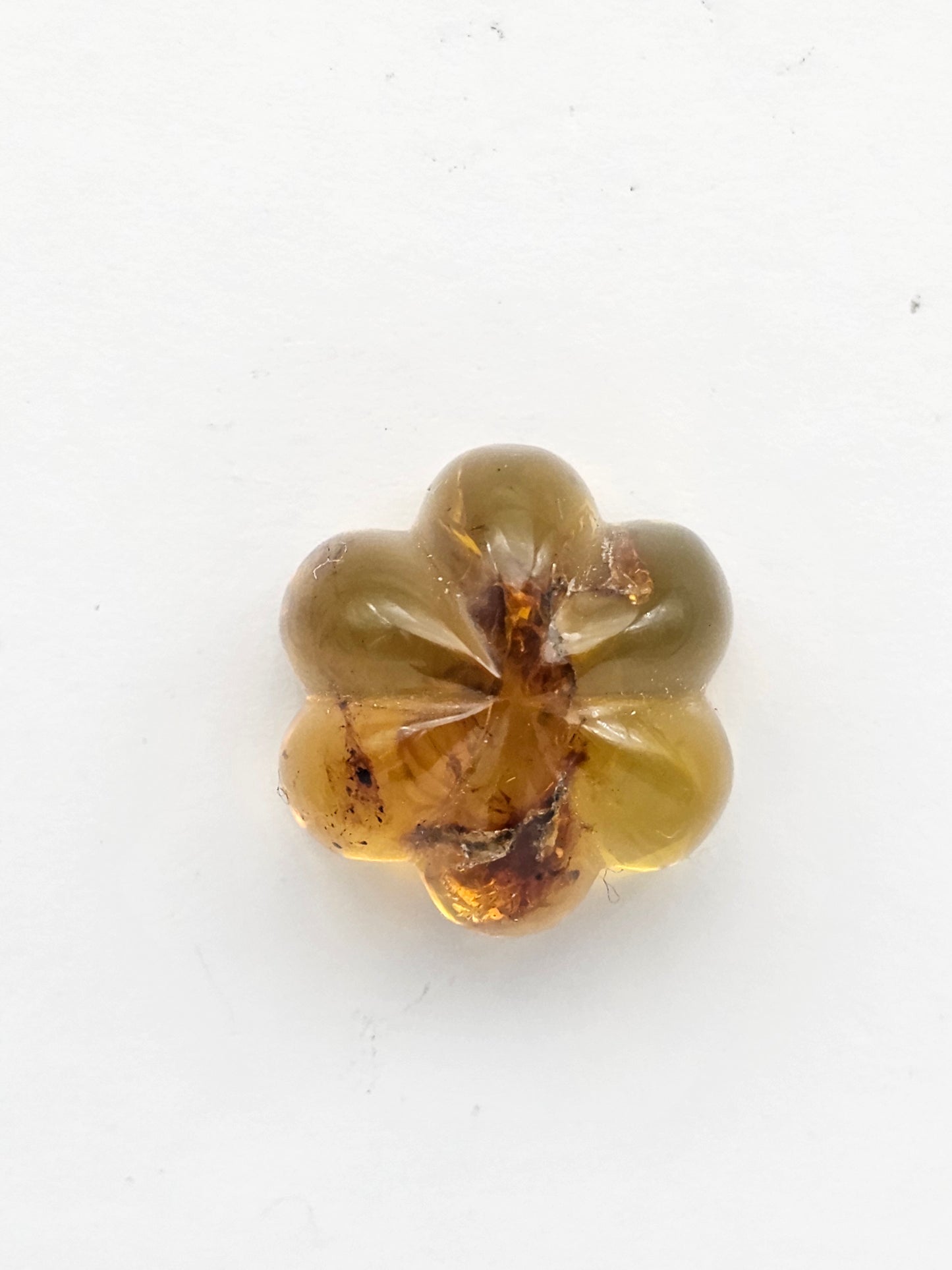 Amber authentic flower cabochon large