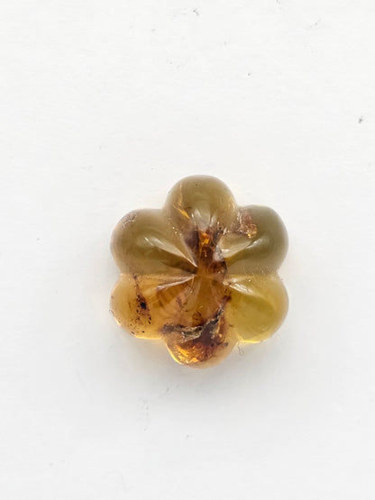 Amber authentic flower cabochon large