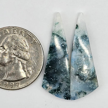 Moss Agate Cabochon pair