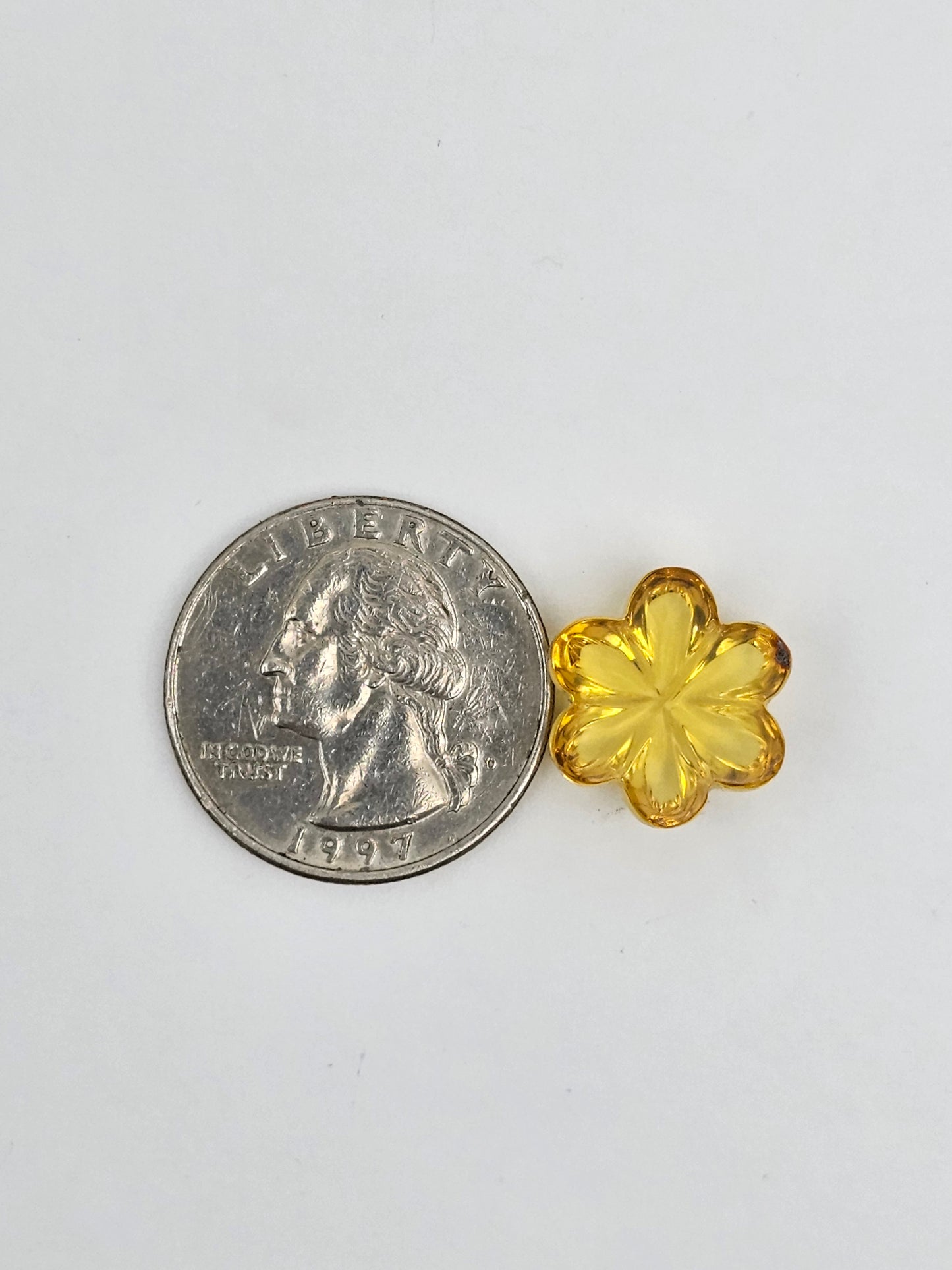 Amber authentic flower cabochon large