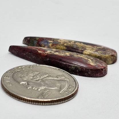 Moss Agate Cabochon pair