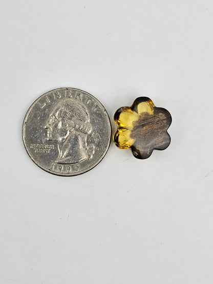 Amber authentic flower cabochon large