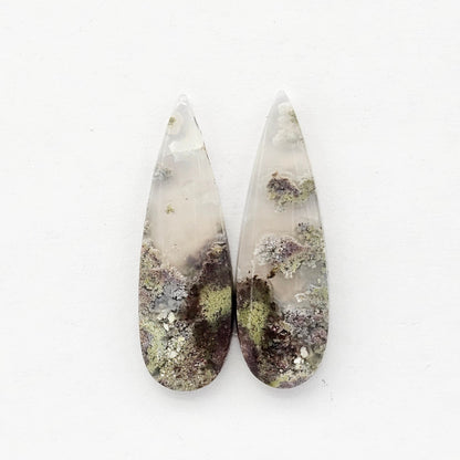 Moss Agate Cabochon pair