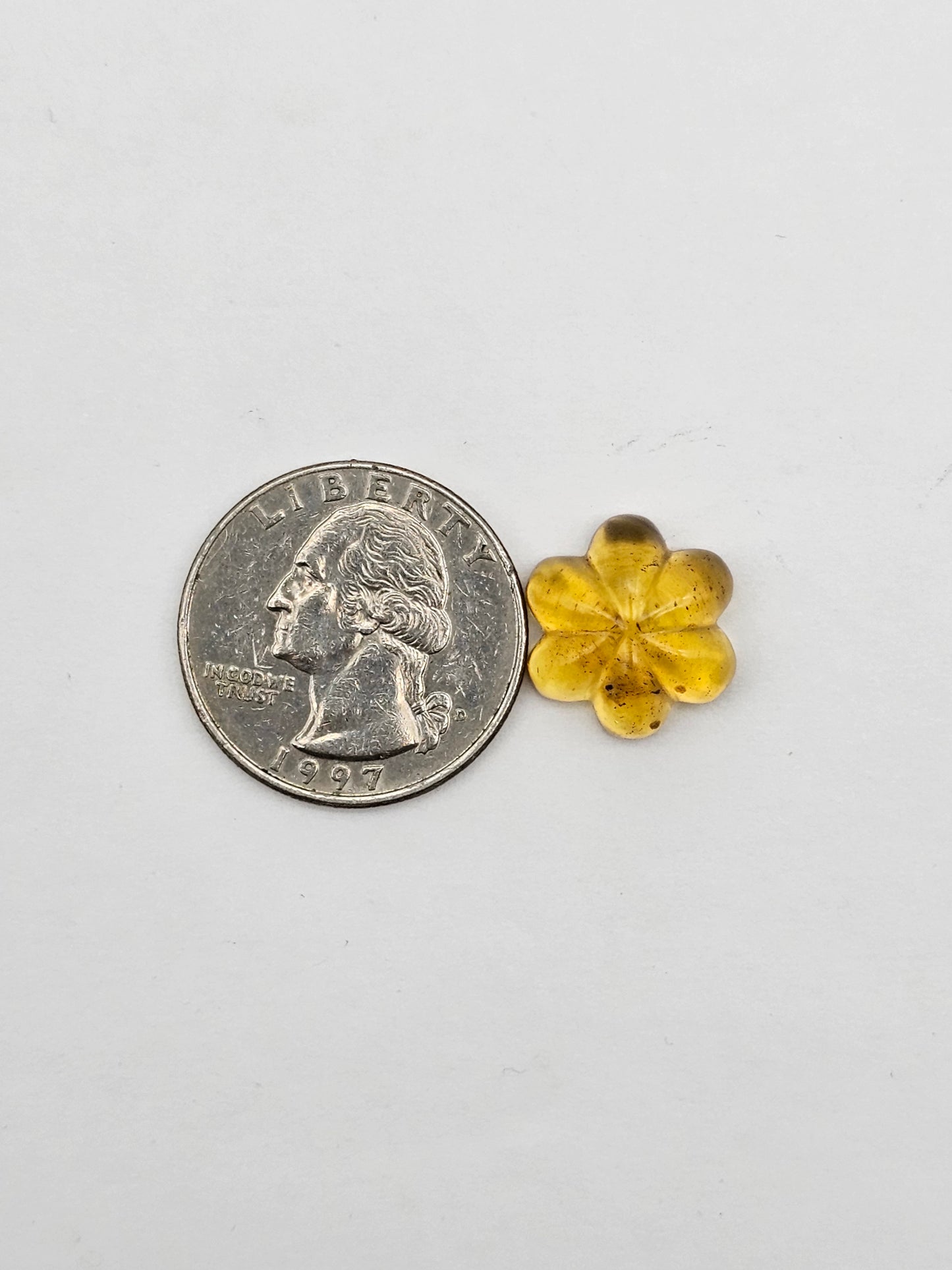 Amber authentic flower cabochon large