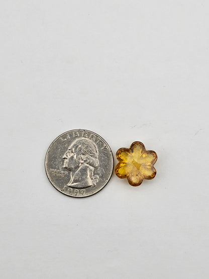 Amber authentic flower cabochon large