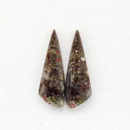 Moss Agate Cabochon pair